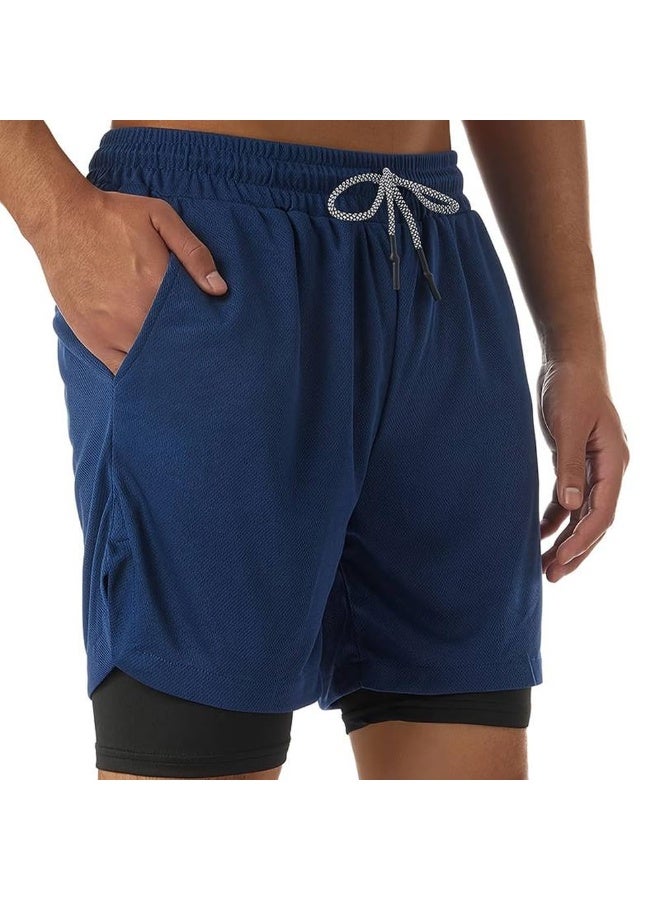 ناكسوس شورتات رياضية للرجال، شورتات رياضية للجري للرجال، شورتات رياضية برباط للرجال، شورتات رياضية فضفاضة بطبقتين وأربعة جيوب - Image 5